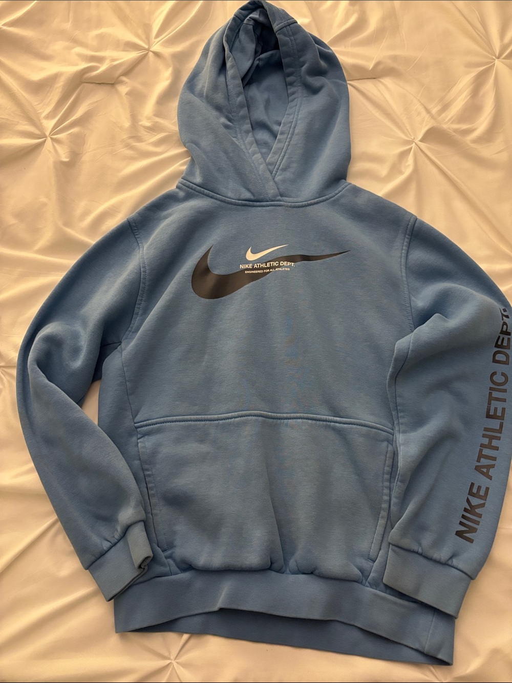 Nike Youth Large Light Blue Pullover Hoodie with Swoosh